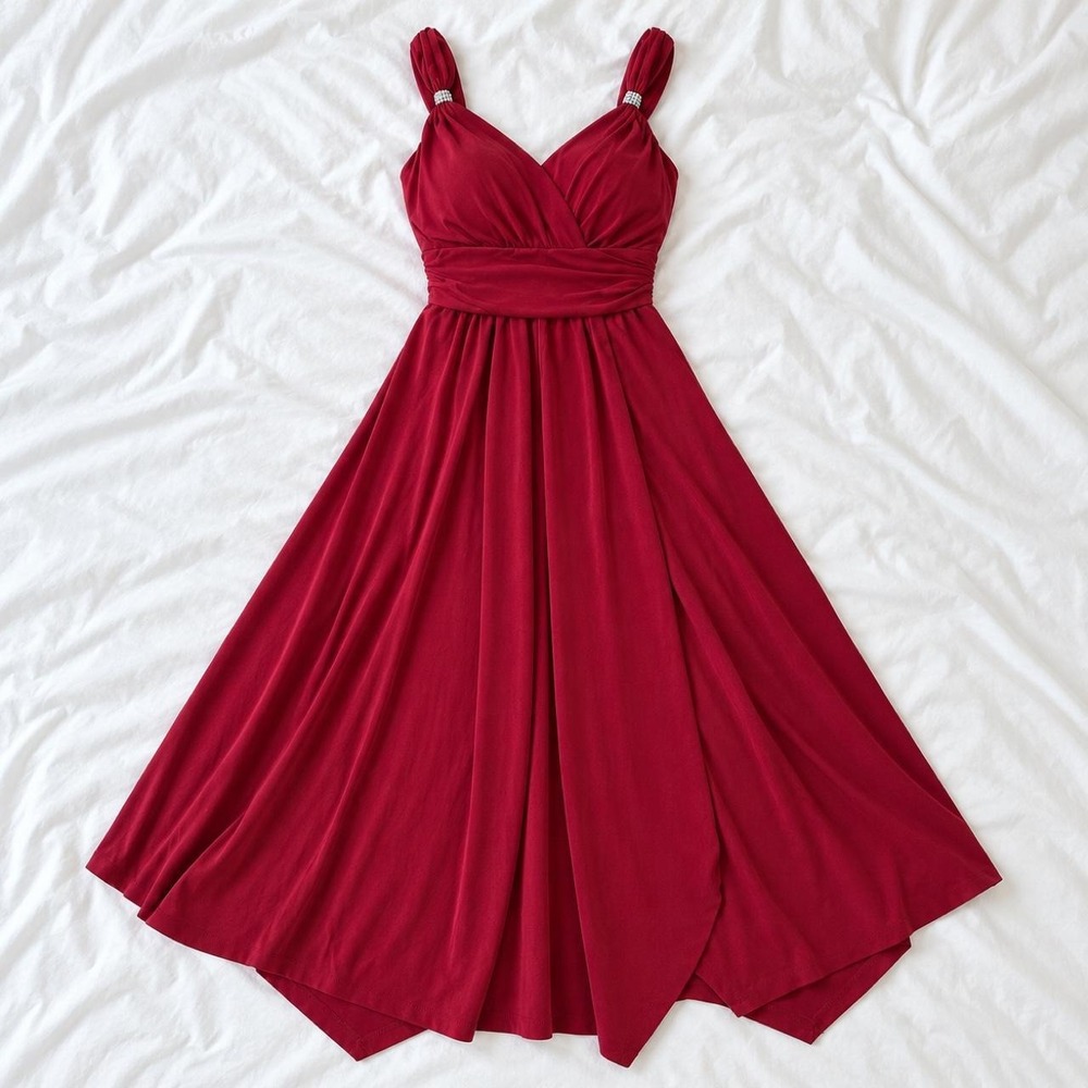 Red fairy Dress  Midnight Velvet size large deep red maxi dress